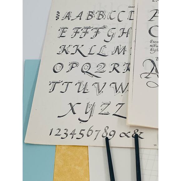 Calligraphy Pen Set Papers Illustrations 11 tips 3 Handles Tip Holder Example - Picture 5 of 16